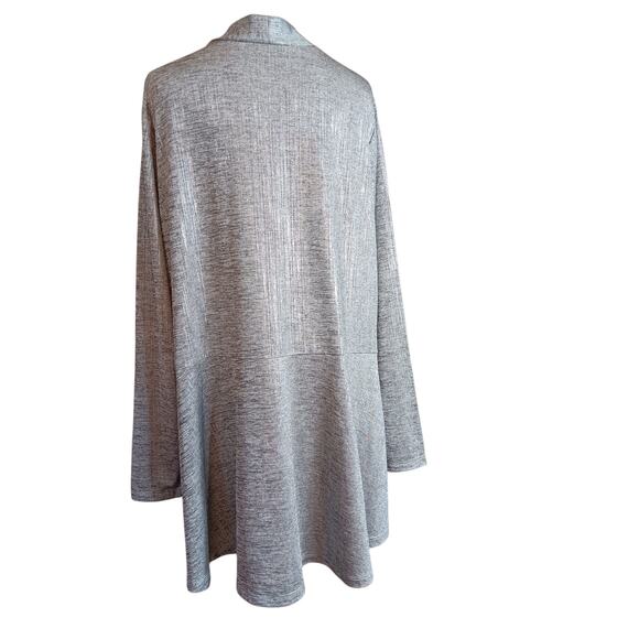 SUSAN GRAVER Slinky Knit Jacket Cardigan Topper Pockets XL Silver Career Travel‎ - Picture 8 of 8